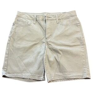 Rider's by Lee Mid-Rise Shorts Khaki Tan Beige Cotton Blend Womens Size 4 7-Inch